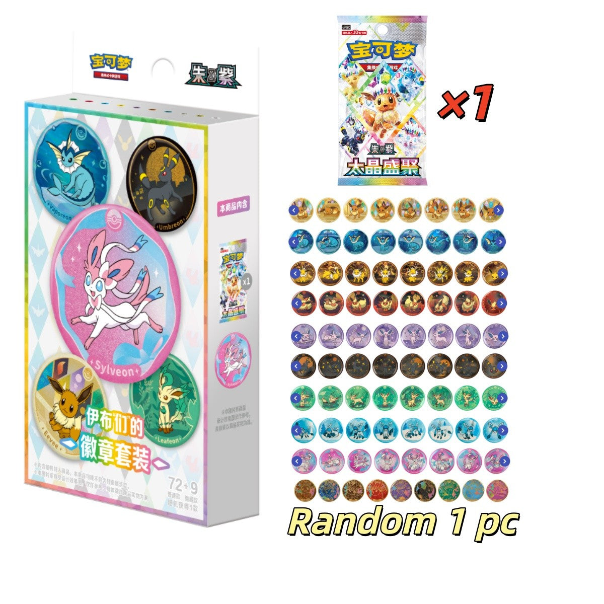S-Chinese Scarlet & Violet Eeveelution Badge Set Box